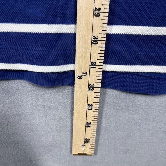 VTG Polo Ralph Lauren Golf Shirt Men's 2XL Blue Striped Performance Short Sleeve - Picture 5 of 6